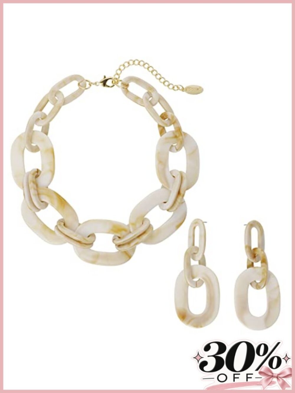 Acrylic Statement Necklace and Hoop Earrings Jewelry Set for Women